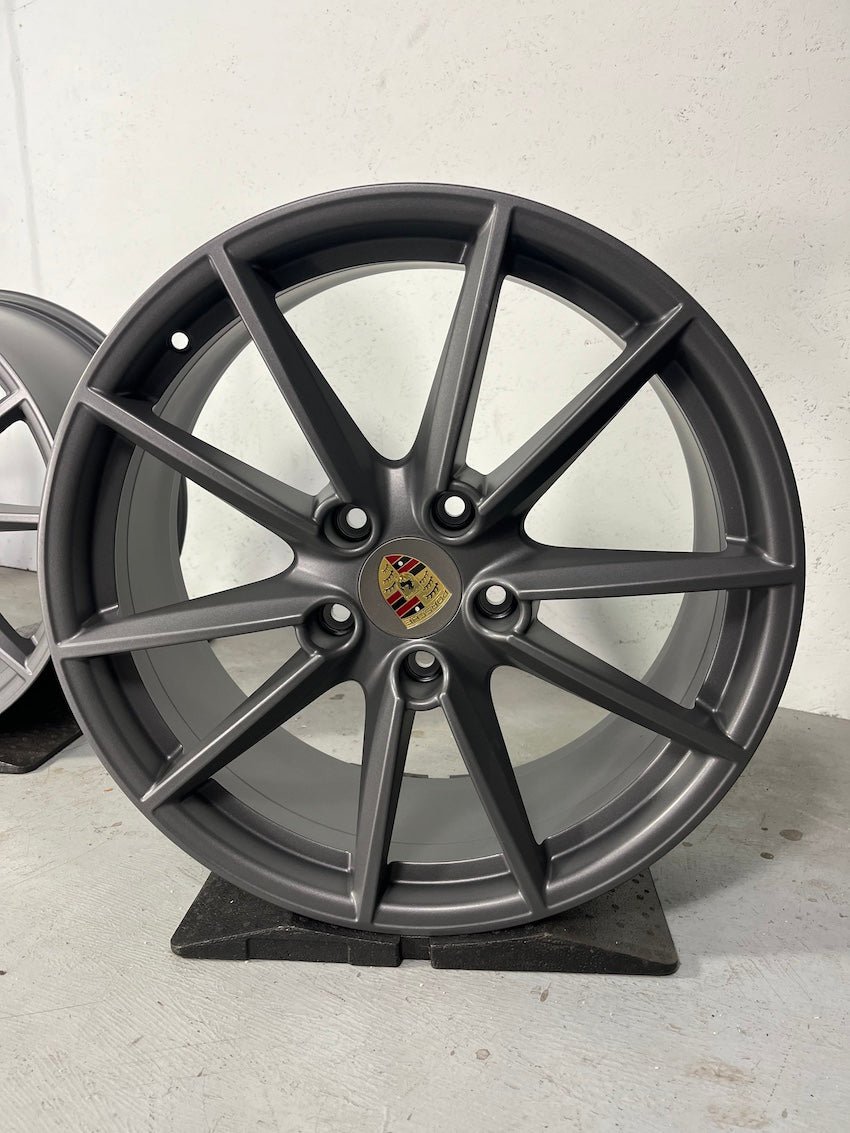 Porsche 992 20/21 Zoll Carrera S Felgen TITANGRAU SEIDENMATT NEU