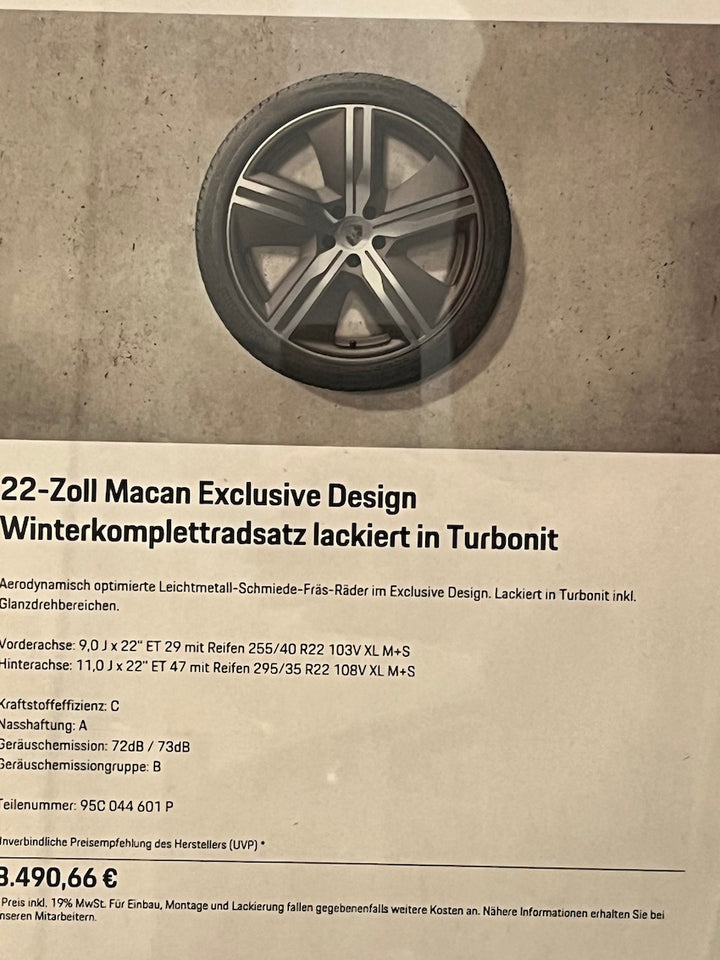 Porsche Macan Electric EV 22 Zoll Exclusive Design Winter Räder NEU TURBONIT -20%