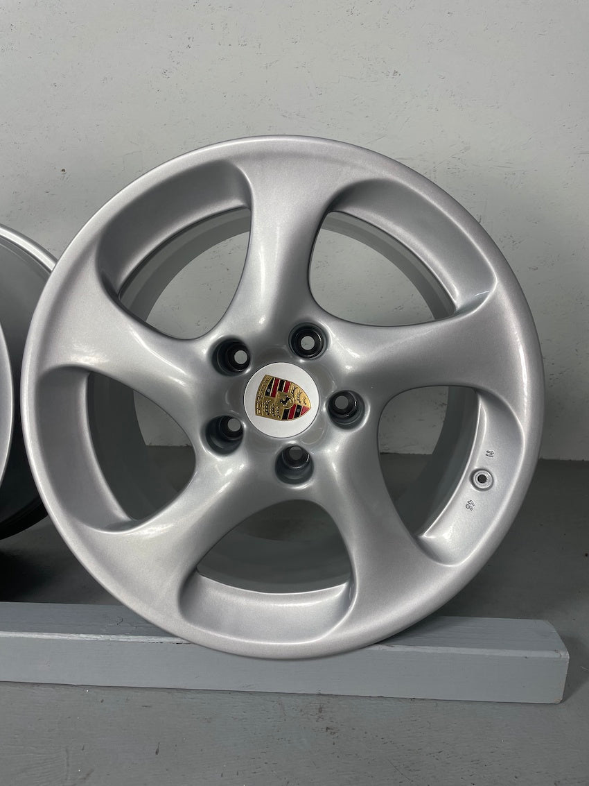 Porsche 996 18 Zoll Turbo II Felgen TURBO 4S HOHLKAMMER neu pulverb.