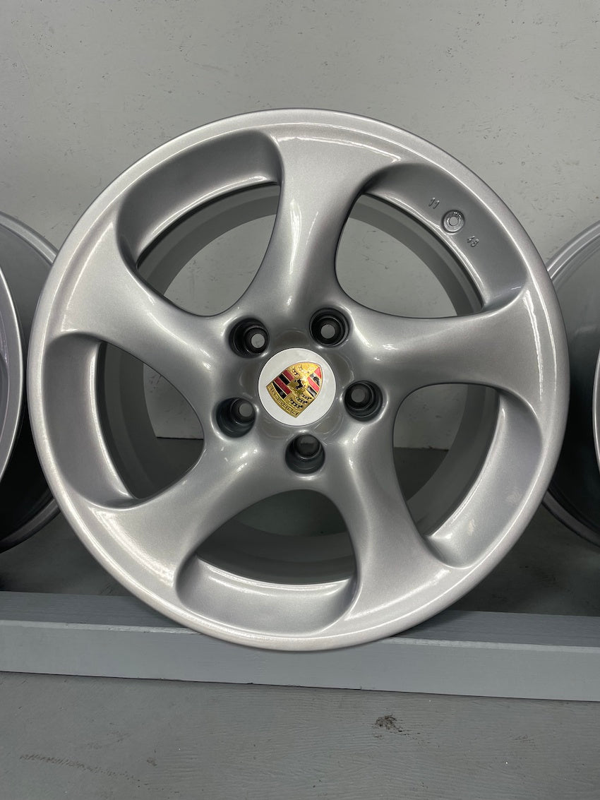 Porsche 996 18 Zoll Turbo II Felgen TURBO 4S HOHLKAMMER neu pulverb.