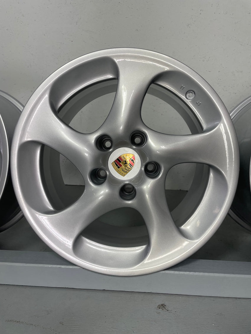 Porsche 996 18 Zoll Turbo II Felgen TURBO 4S HOHLKAMMER neu pulverb.