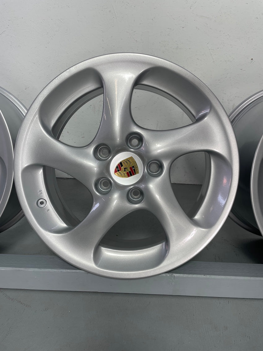 Porsche 996 18 Zoll Turbo II Felgen TURBO 4S HOHLKAMMER neu pulverb.